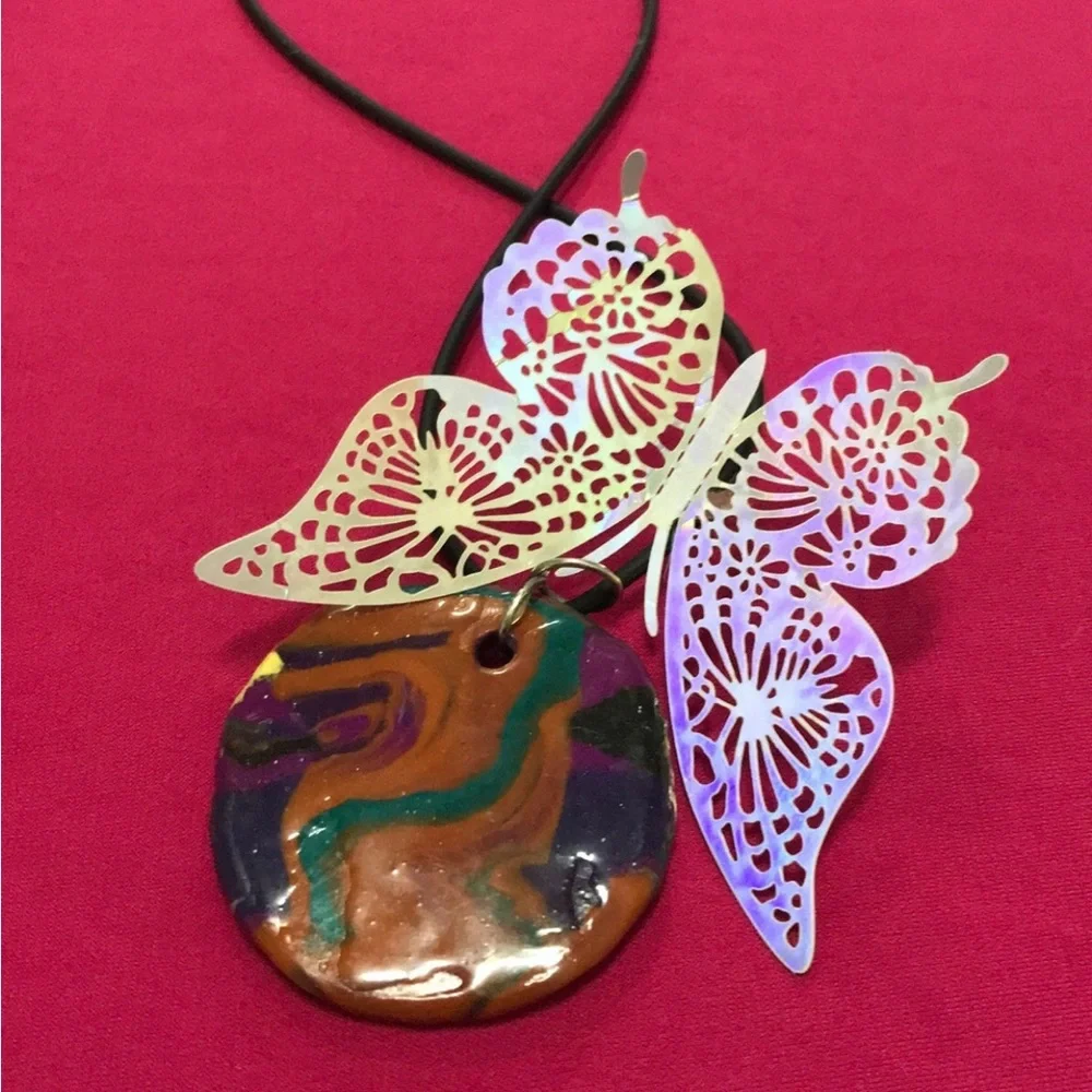 Bohemian Ceramic One of a Kind Handmade Rare Unique Necklace